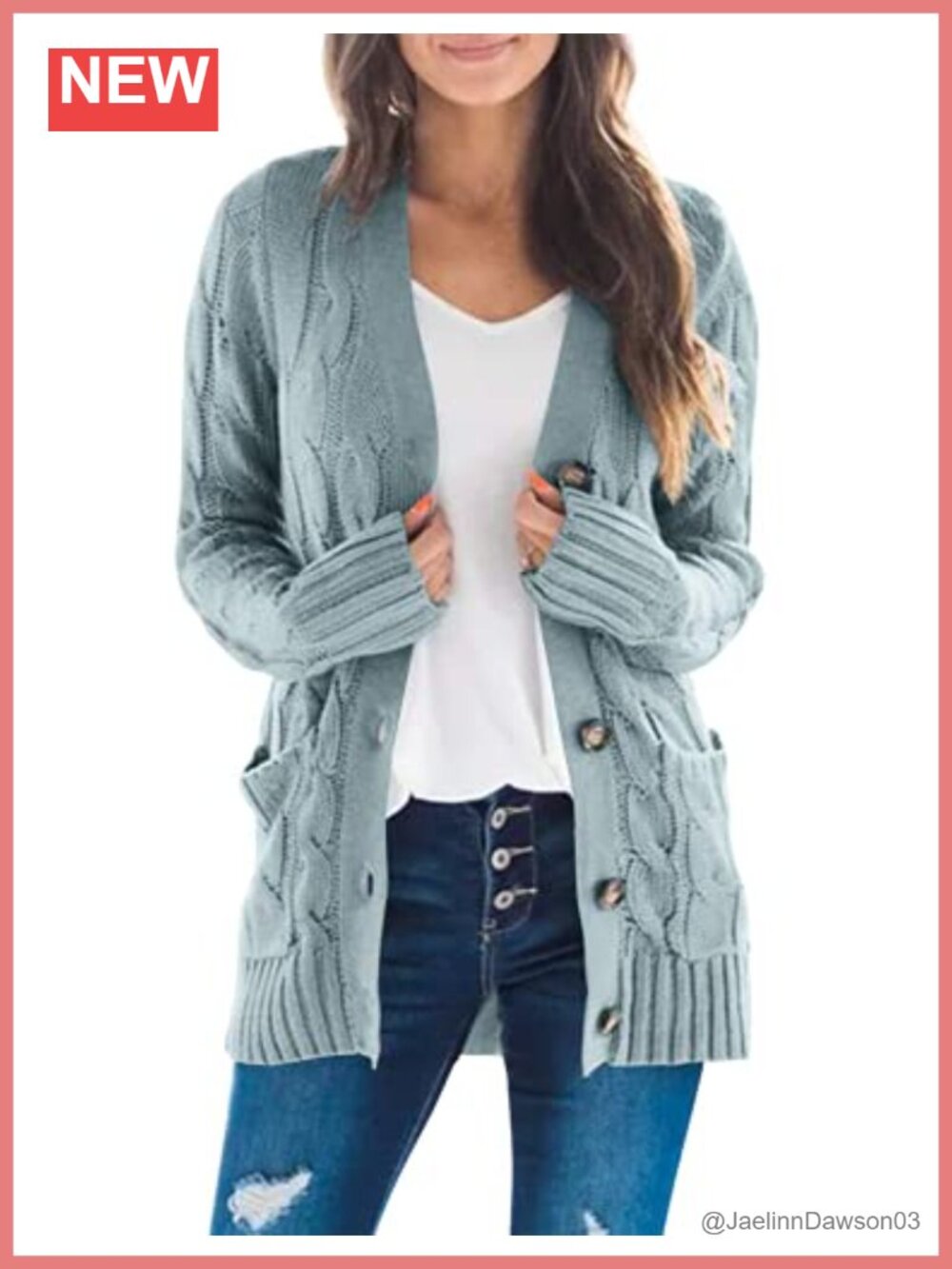 Long Sleeve Button Down Open Front Cable Knit Cardigan Sweater